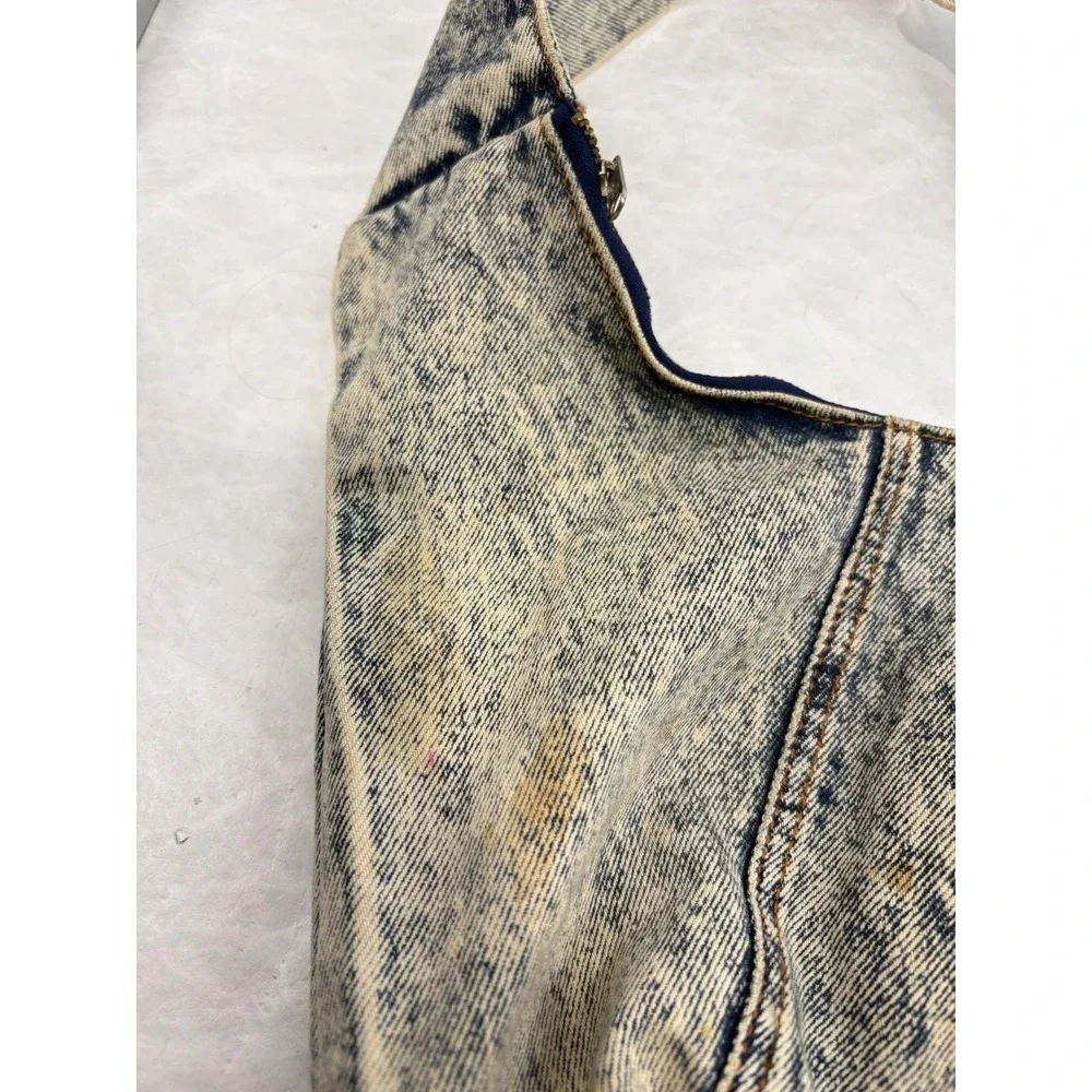 Vintage Y2K 90s Acid Wash Denim Hobo Bag Shane's Logo Retro‎ Slouchy Shoulder